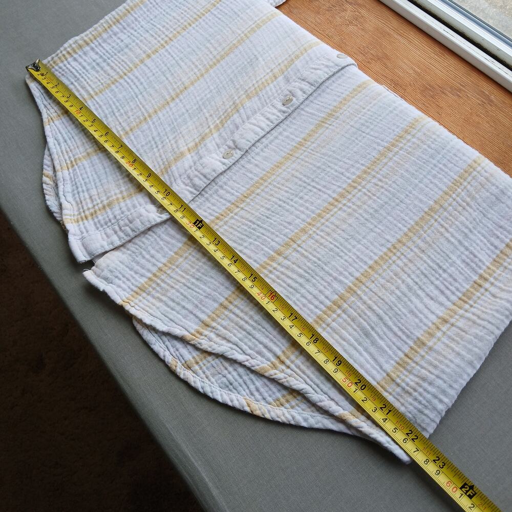 Universal Thread Super Soft Cotton Button-up Shirt M white yellow stripes LS - Picture 11 of 14